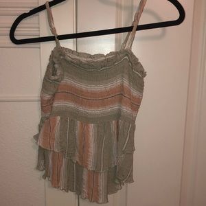 Stripped tank top with ruffles from American Eagle. Size Small.